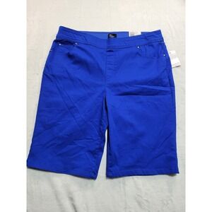 NWT Kim Rogers Bermuda Shorts Womens 14 Blue Tummy Control Super Stretch Cotton